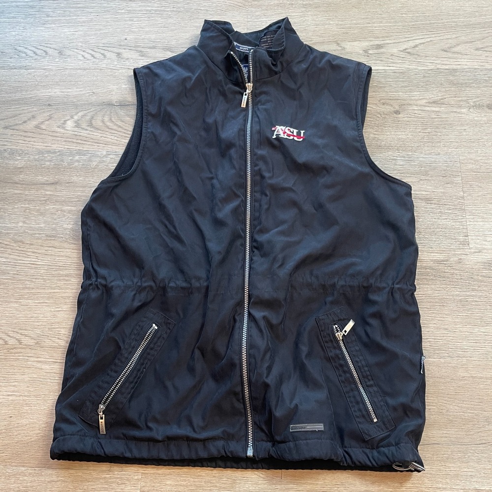 Vintage Sunice ASU Golf Vest Full Zip Windbreaker Jacket Black Mens Size XL